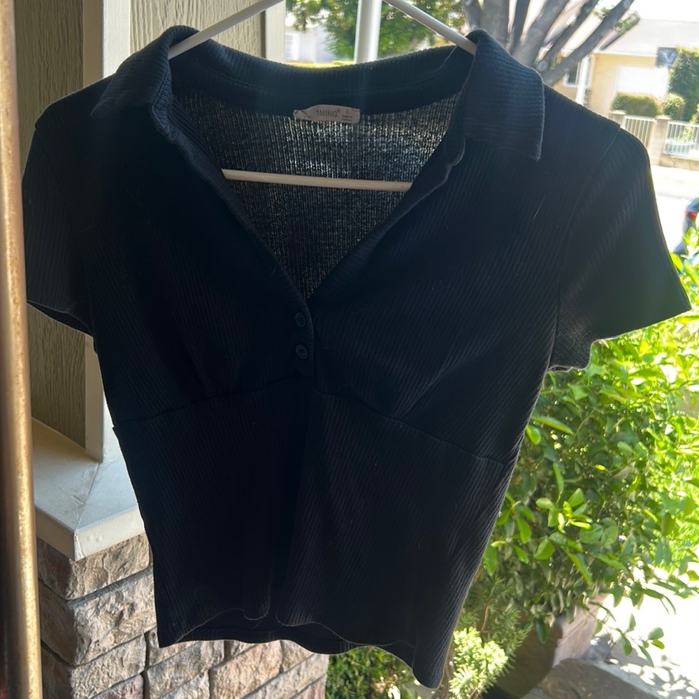 Black Timing Shirt Cute 2 little buttons